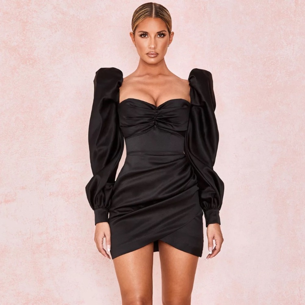 (Few left)  📌Puff sleeve wrap bodycon dress - Picture 4 of 4